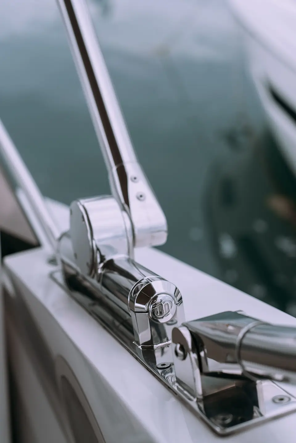 Polished stainless rail on a boat